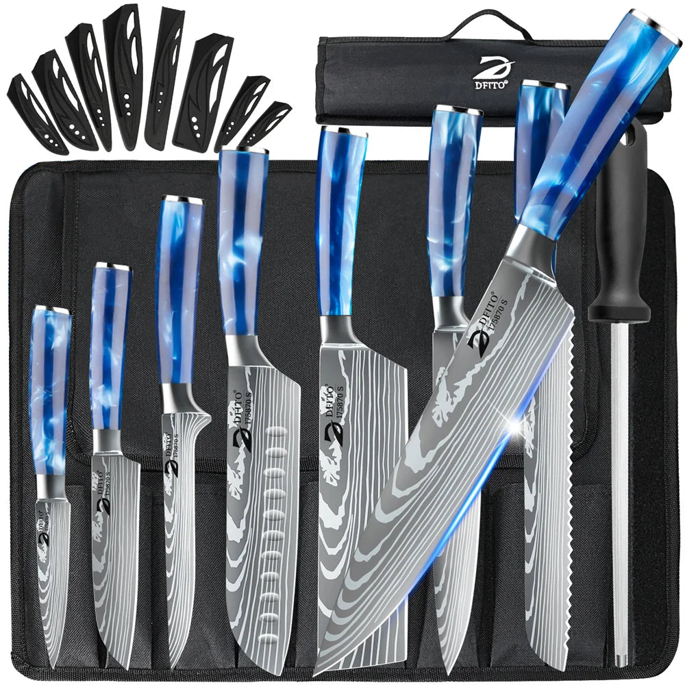 MDHAND 8-Piece Damascus Stainless Steel Kitchen Knife Set
