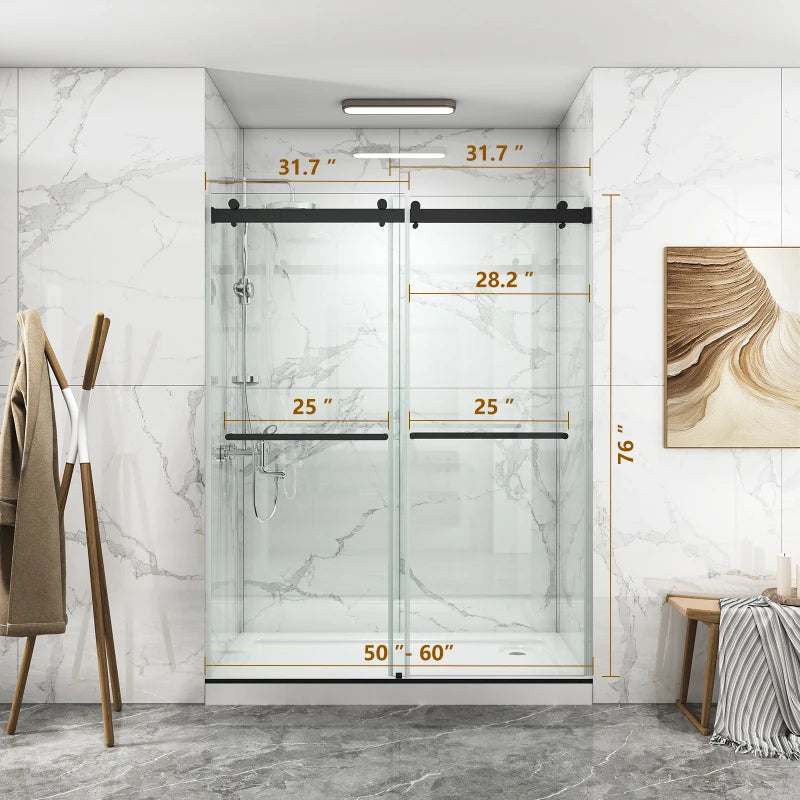 Frameless Double Sliding Tempered Glass Shower Door