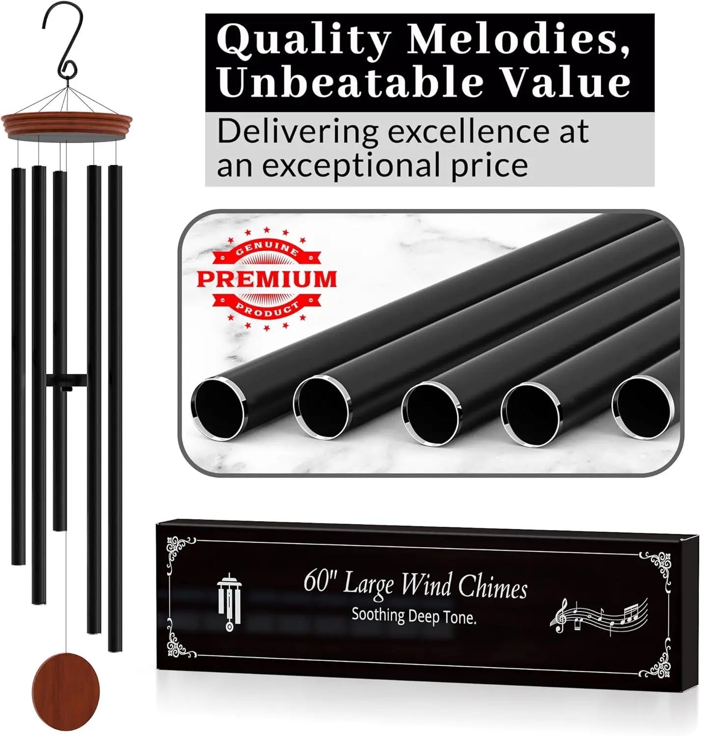 Deep-Tone Wind Chimes for Outdoor Garden and Patio Decor
