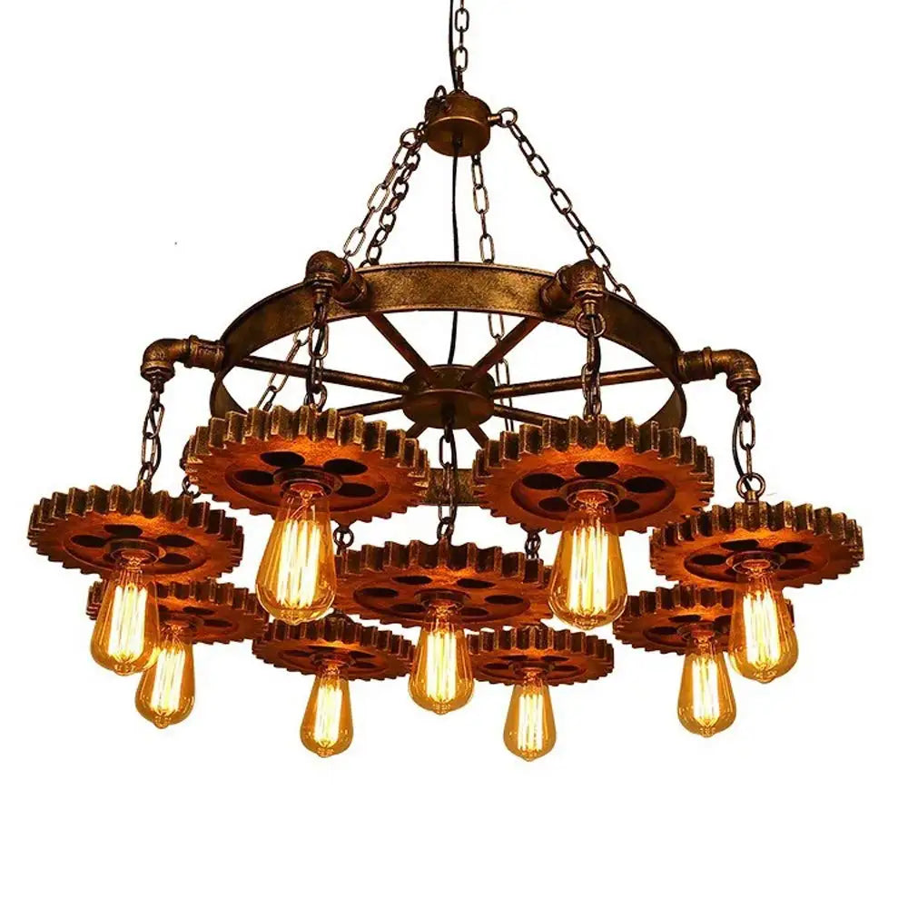 Industrial 9-Light Vintage Steampunk Chandelier Pendant Lamp