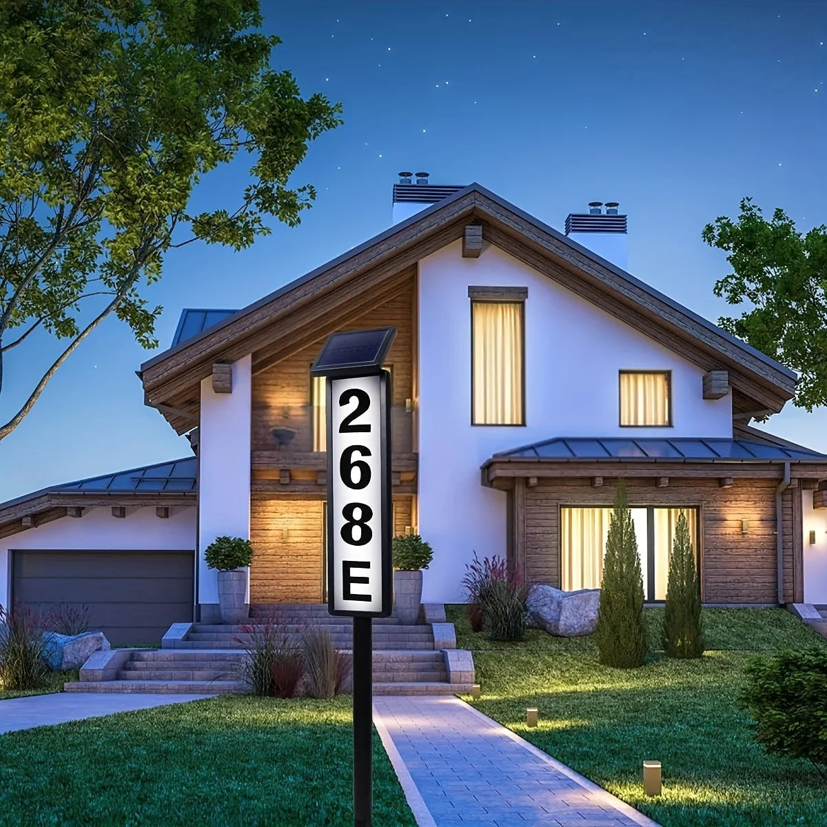 Solar Powered Ground Address Sign Lights For Outdoor Home Decor
