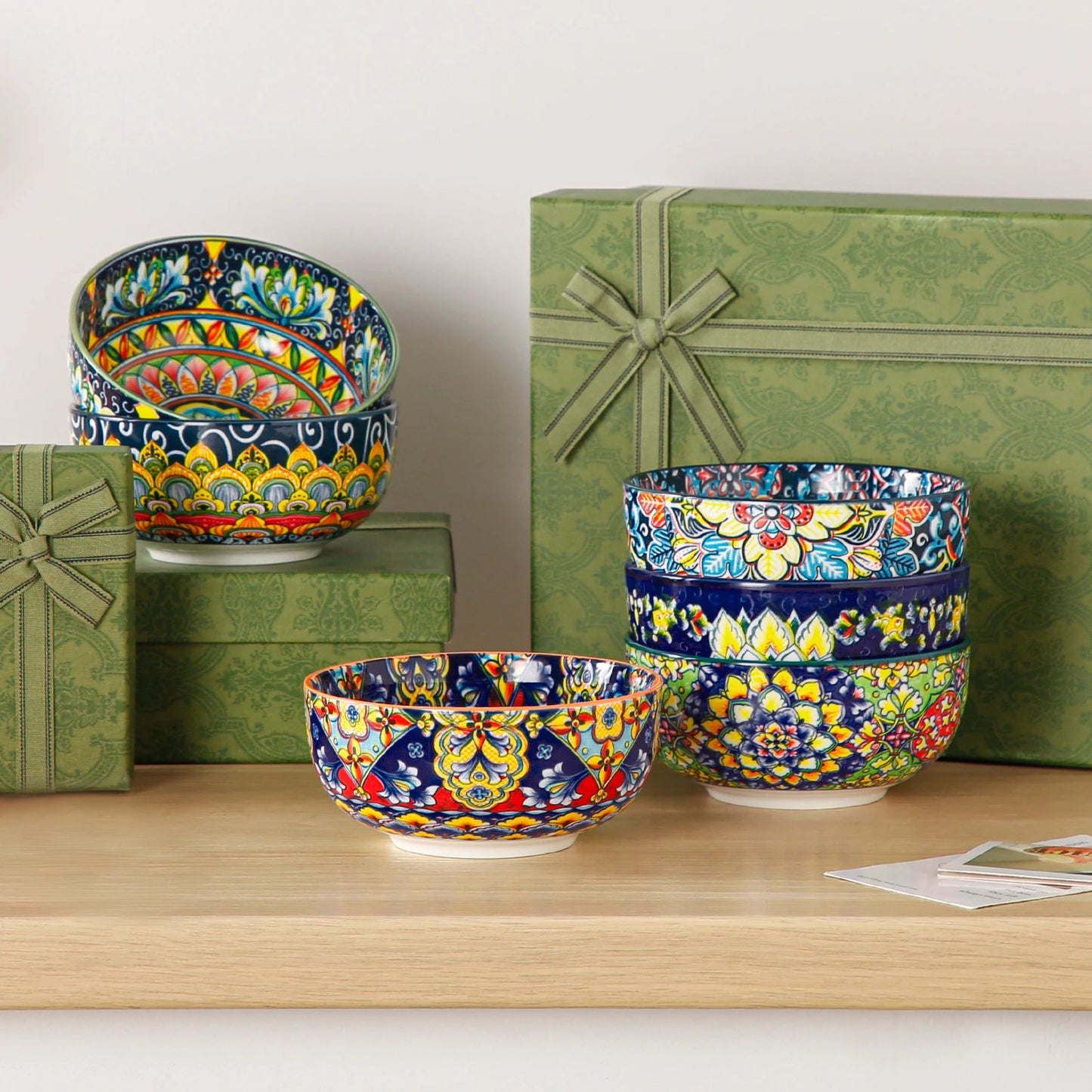 Malacasa Bohemian Style Ceramic Cereal Bowls Set Dinnerware