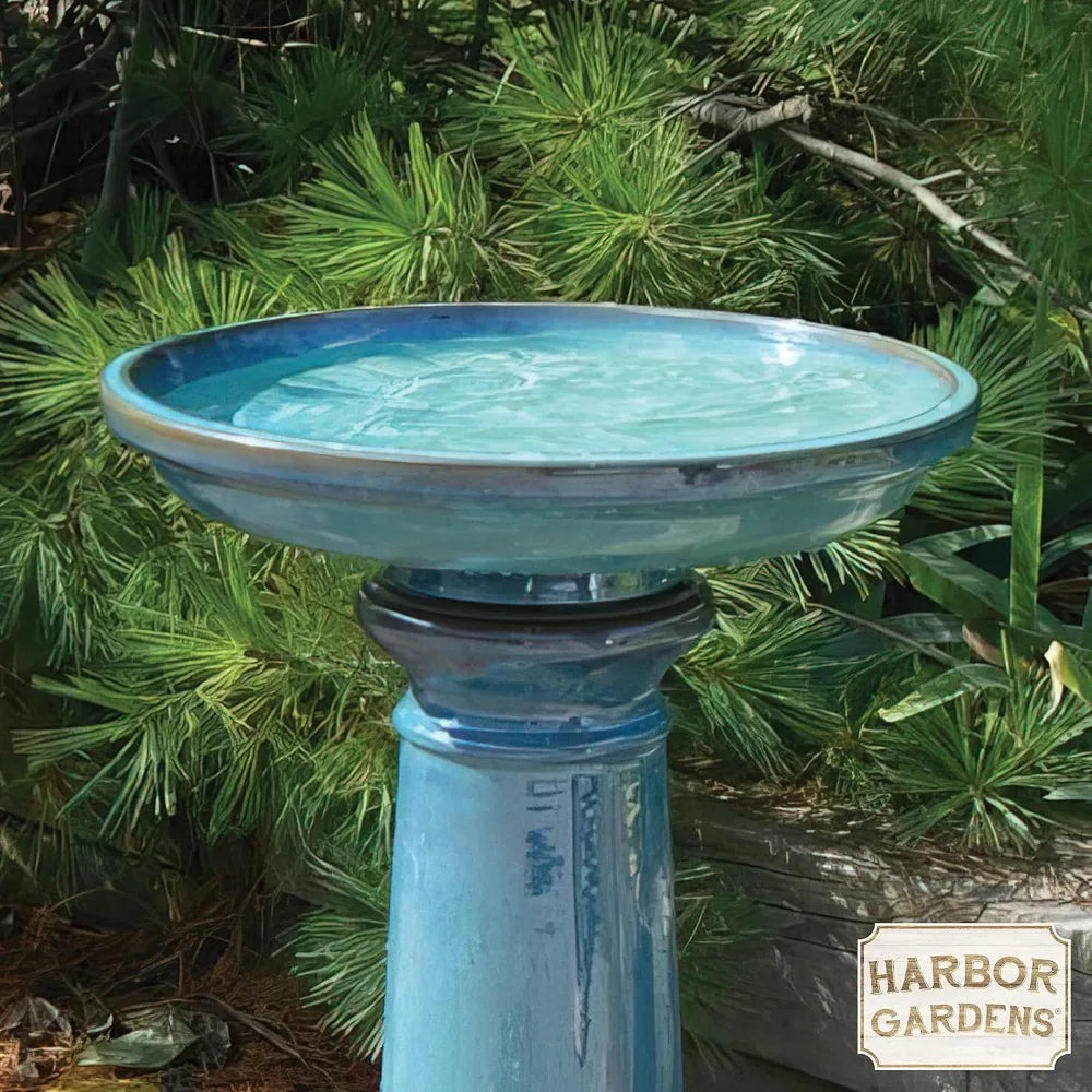 Harbor Gardens Ceramic Bird Bath With Timeless Glaze