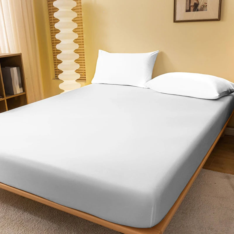 Matte Solid Polyester Fitted Sheet For Bedroom Decor