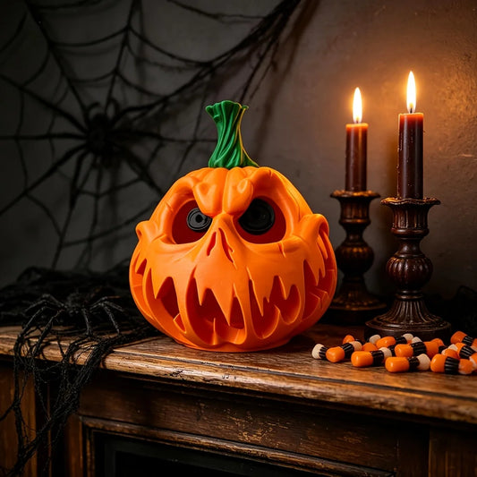 Resin Halloween Pumpkin Decor Spooky Skull Face Hollow Centerpiece
