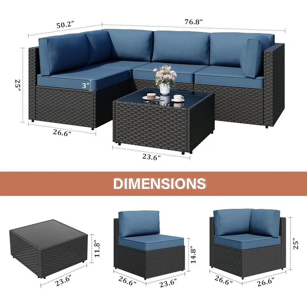 RBXC Outdoor Wicker Patio Furniture Set With Cushions