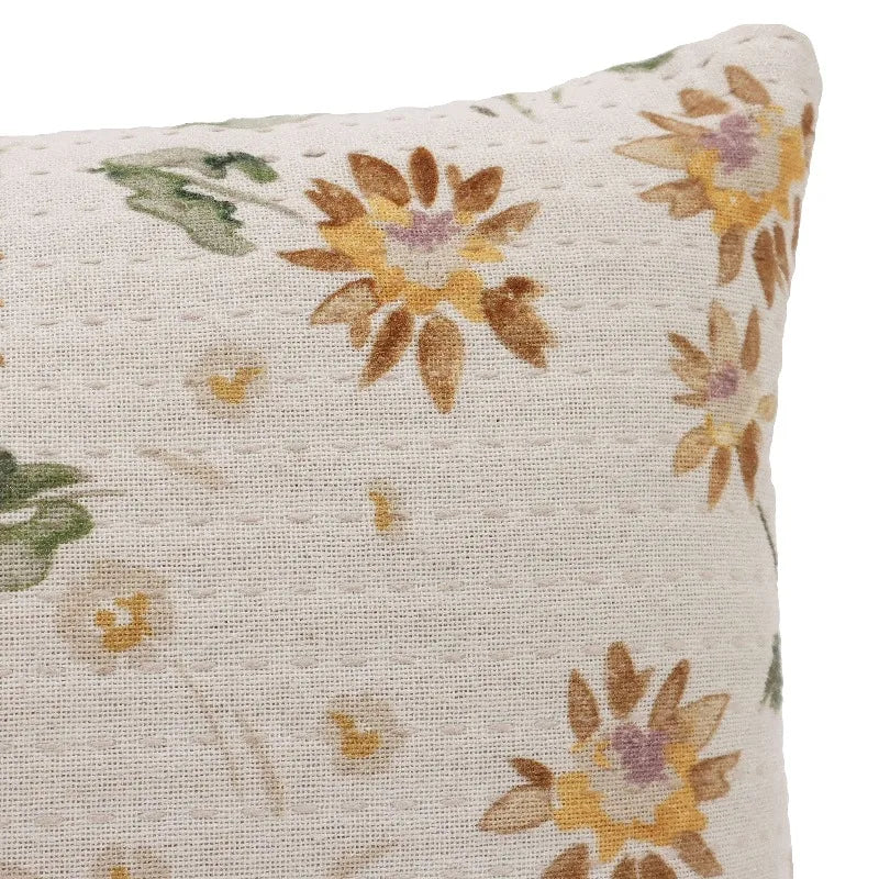 Chambray Floral Sunflower Decorative Throw Pillow Accent