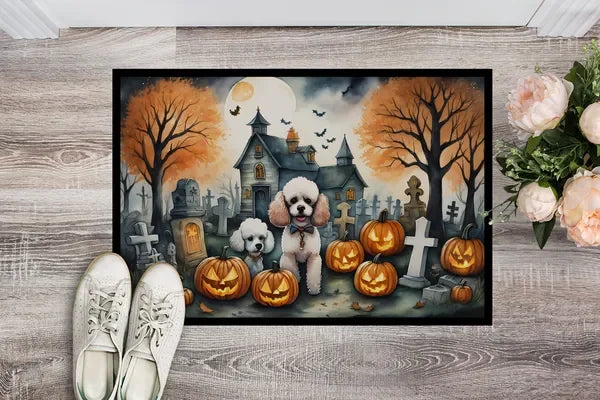 Poodle Spooky Halloween Doormat Non Slip Washable