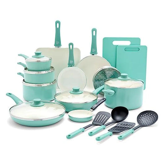 OLOEY 23-Piece Nonstick Ceramic Kitchen Cookware Set With Handles
