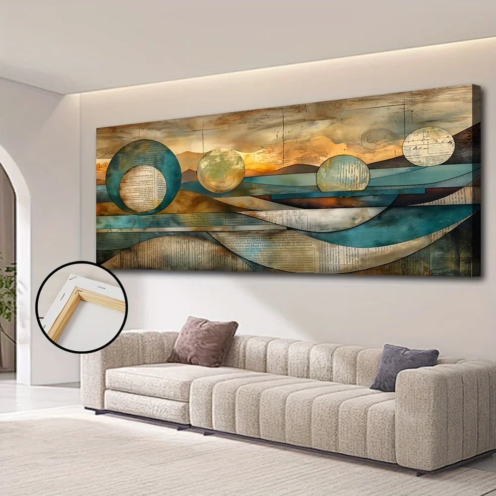 Art Deco Modern Canvas Wall Art In Pine Frame Accent