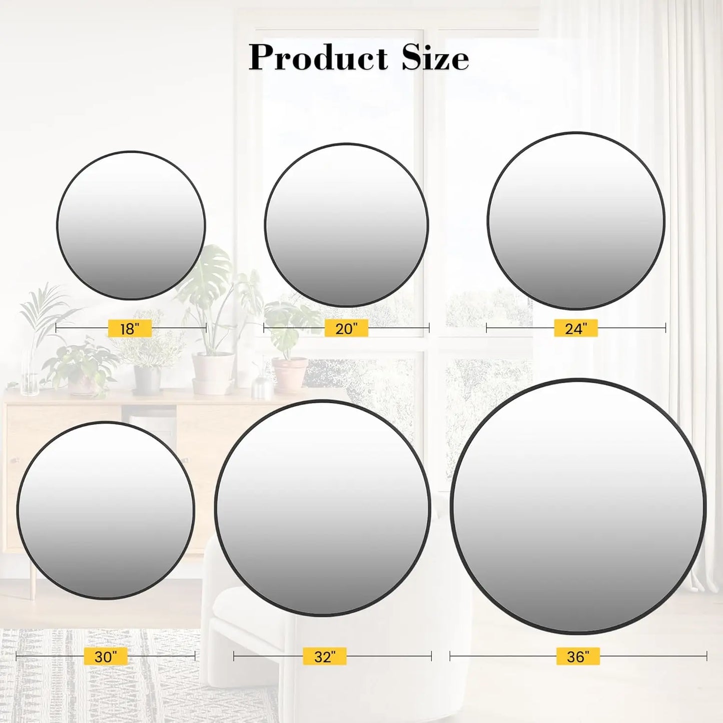 Round Mirror With Metal Frame Distortion Free Modern Rustic Decor