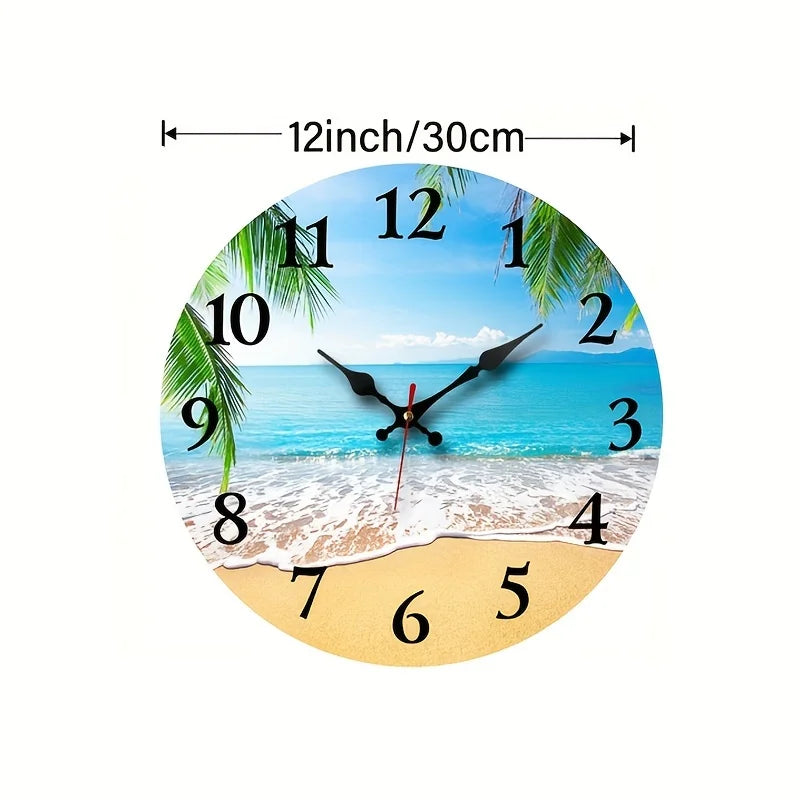 XMSJ Wooden Round Wall Clock Silent Living Room Decor