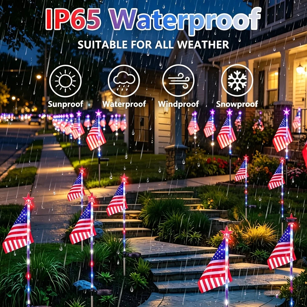 YIMIA Patriotic Solar Stake Lights For Independence Day Decoration