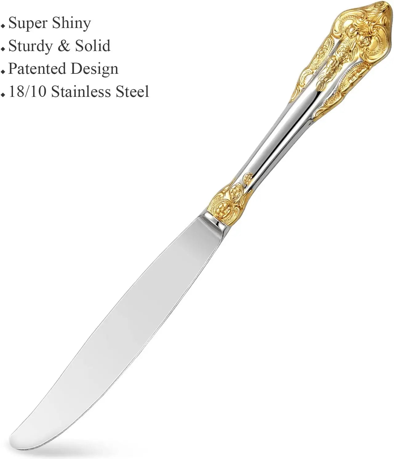 Stainless Steel Flatware Set Service for 4 With Gold Accent