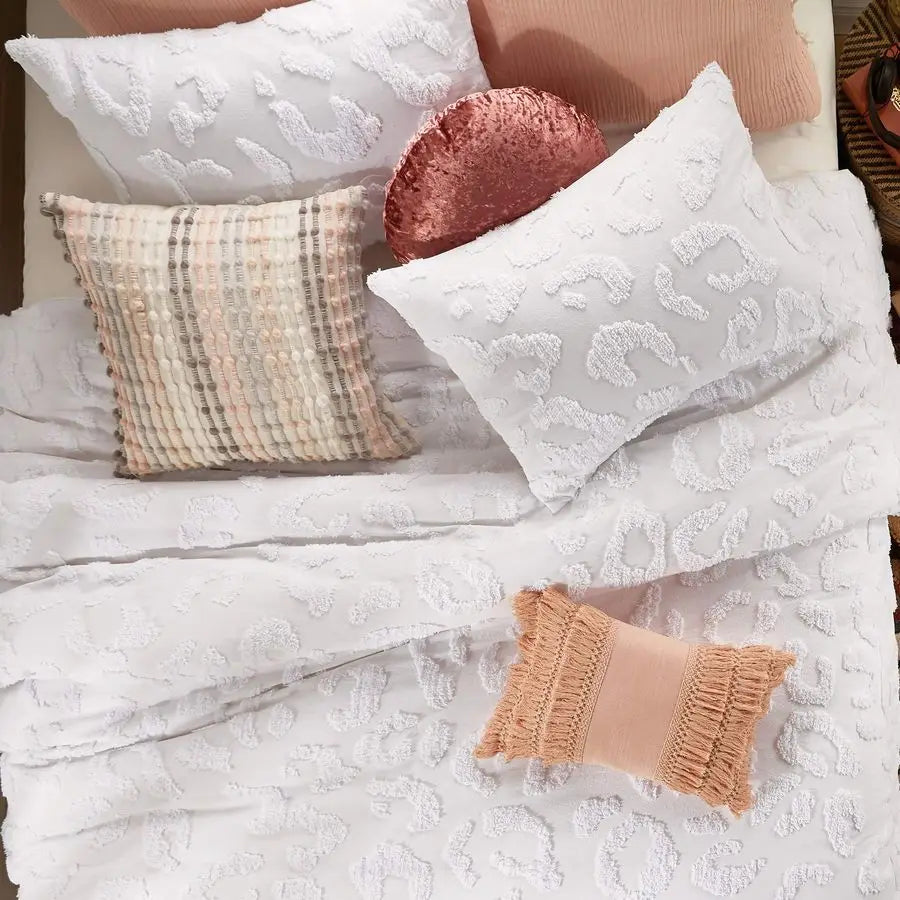 Leopard Chenille Duvet Cover And Sham Set Polyester Cotton