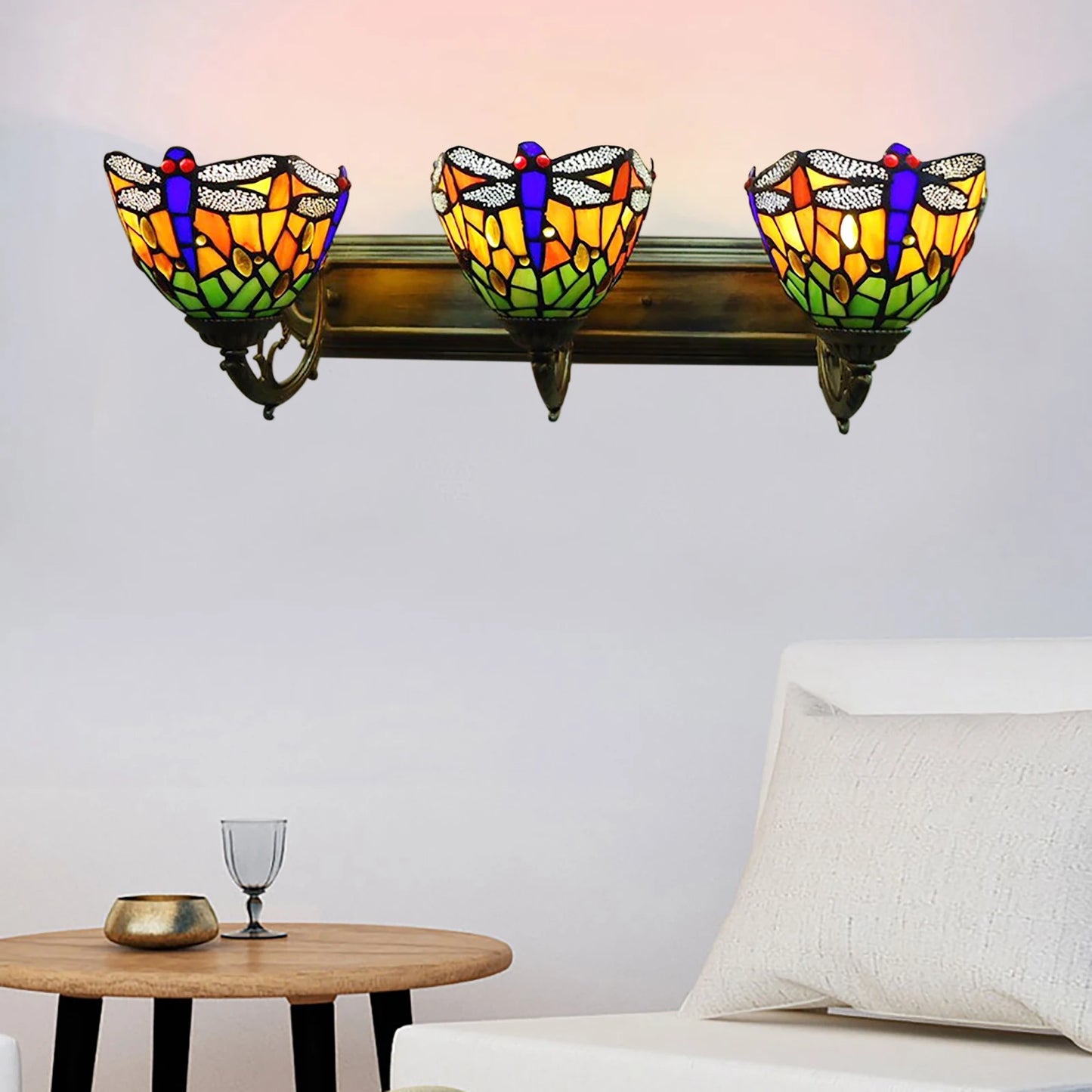 Bymaocar Three Head Dragonfly Indoor Wall Lamp With E27 Base