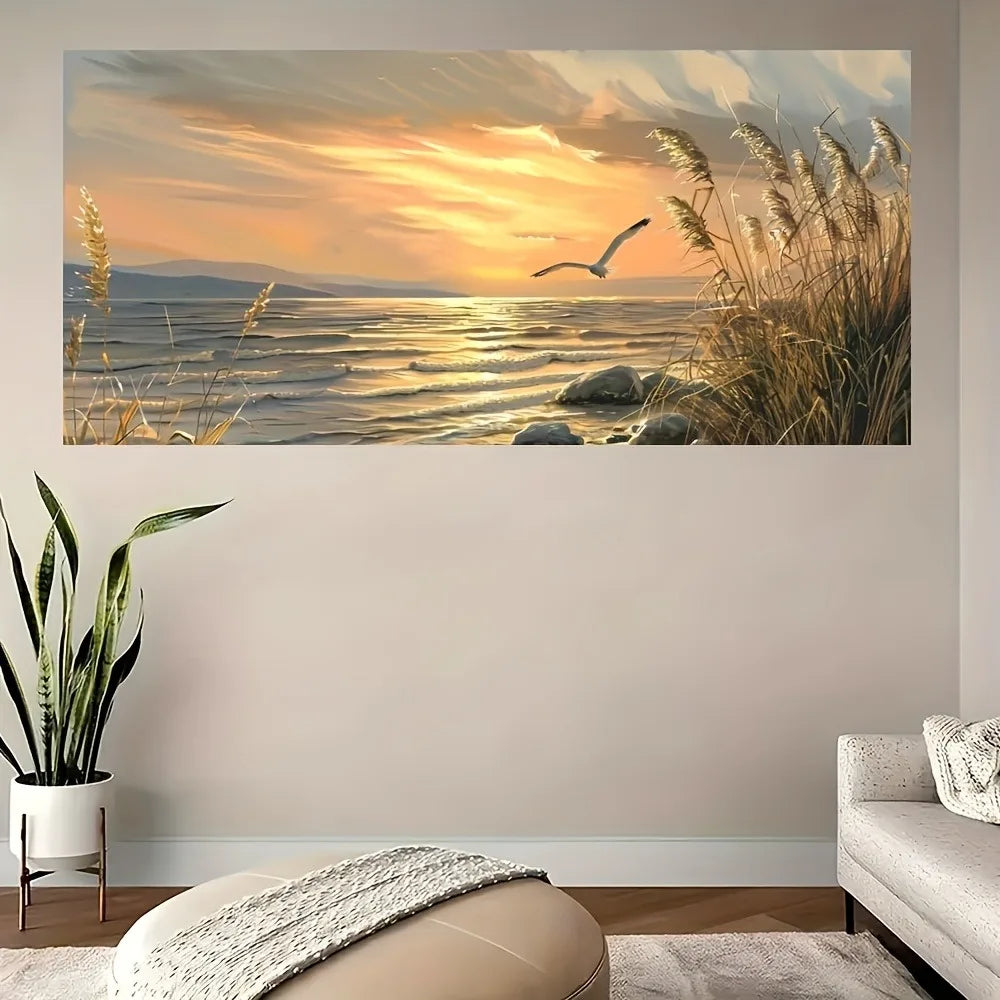 Sunset Beach Art Seascape Canvas Print For Home Decor