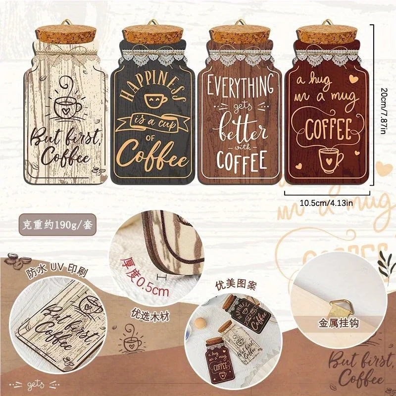 Coffee Wall Decor Wooden Plaques For Kitchen And Cafe