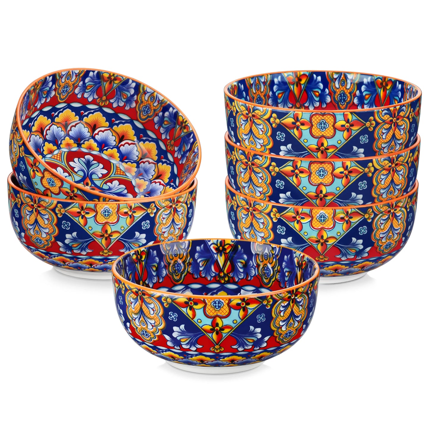 Malacasa Bohemian Style Ceramic Cereal Bowls Set Dinnerware