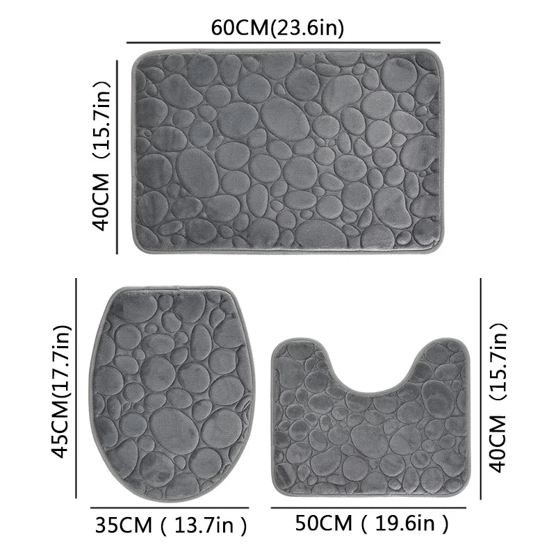 NONECN Solid Color Microfiber Bathroom Floor Mat Set Non Slip