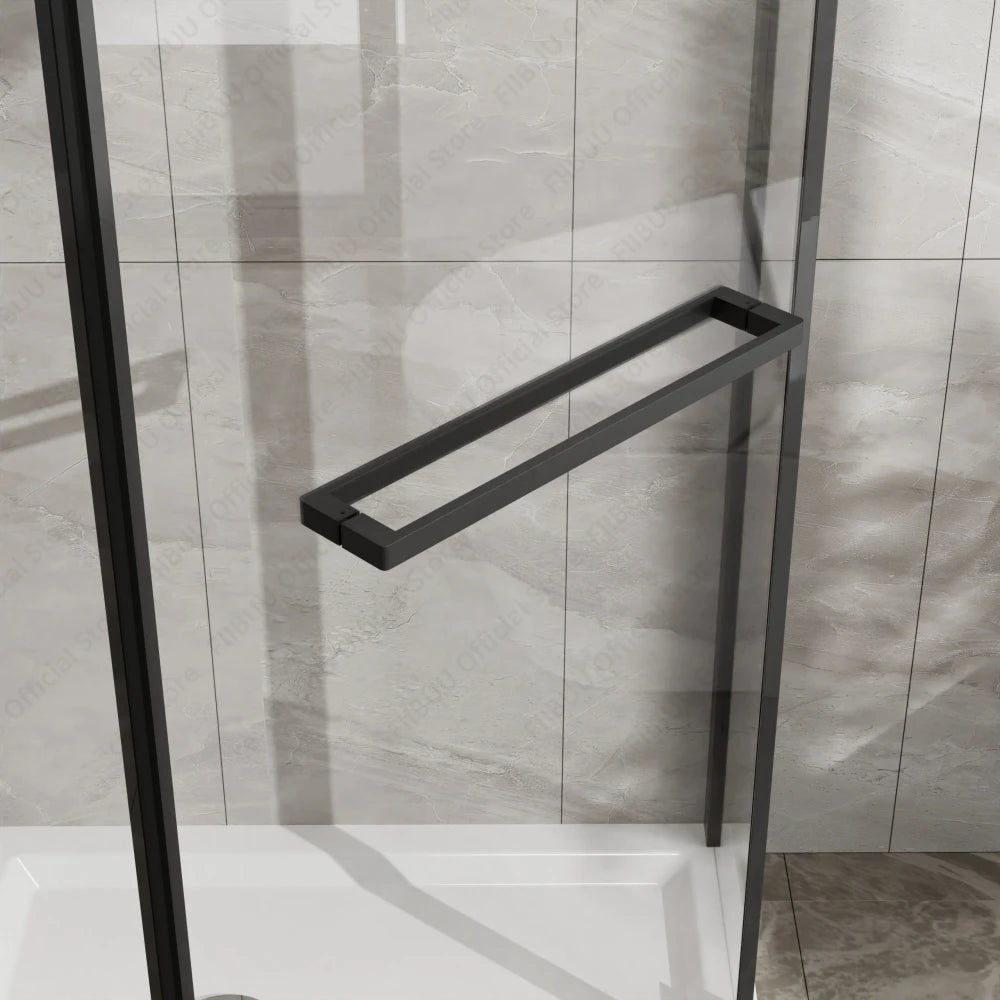 Slofy Neo Angle Frameless Shower Door With Tempered Glass Pivot Door