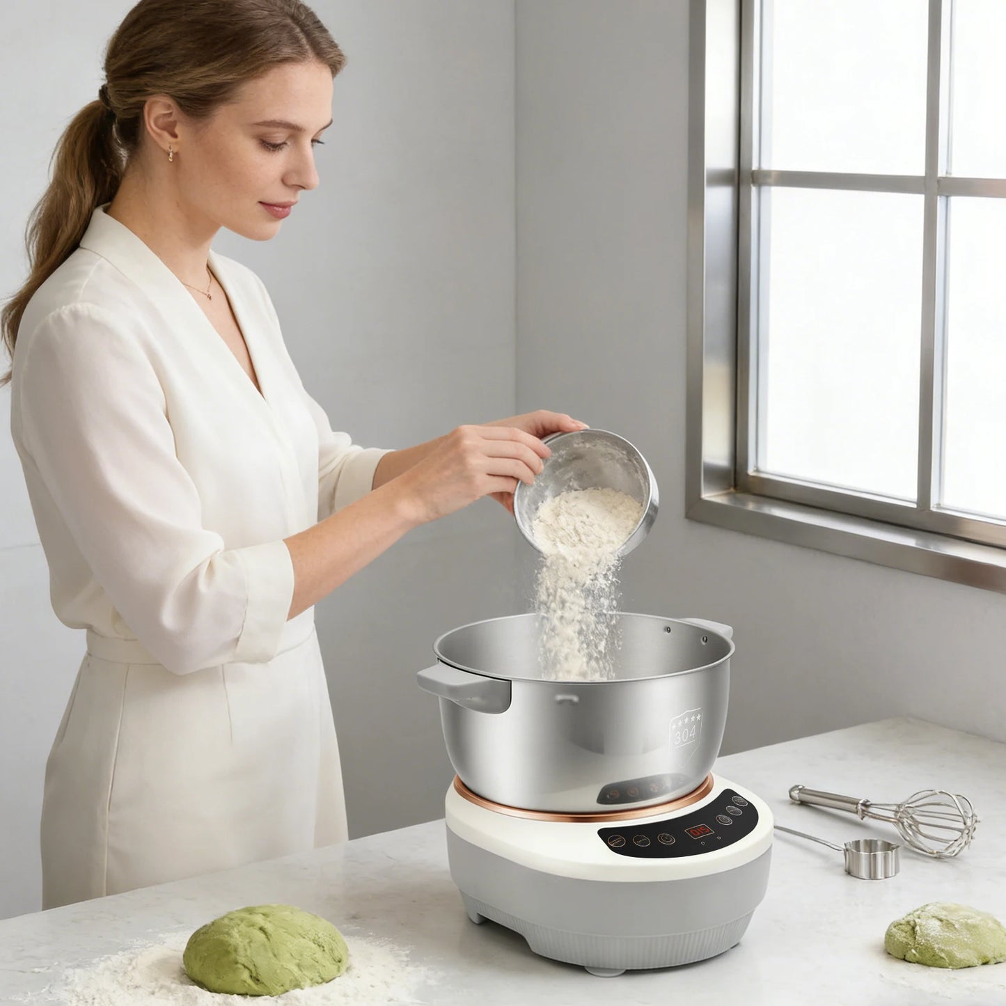 Dough Kneading Machine Stainless Steel Stand Mixer With Timer Auto Off