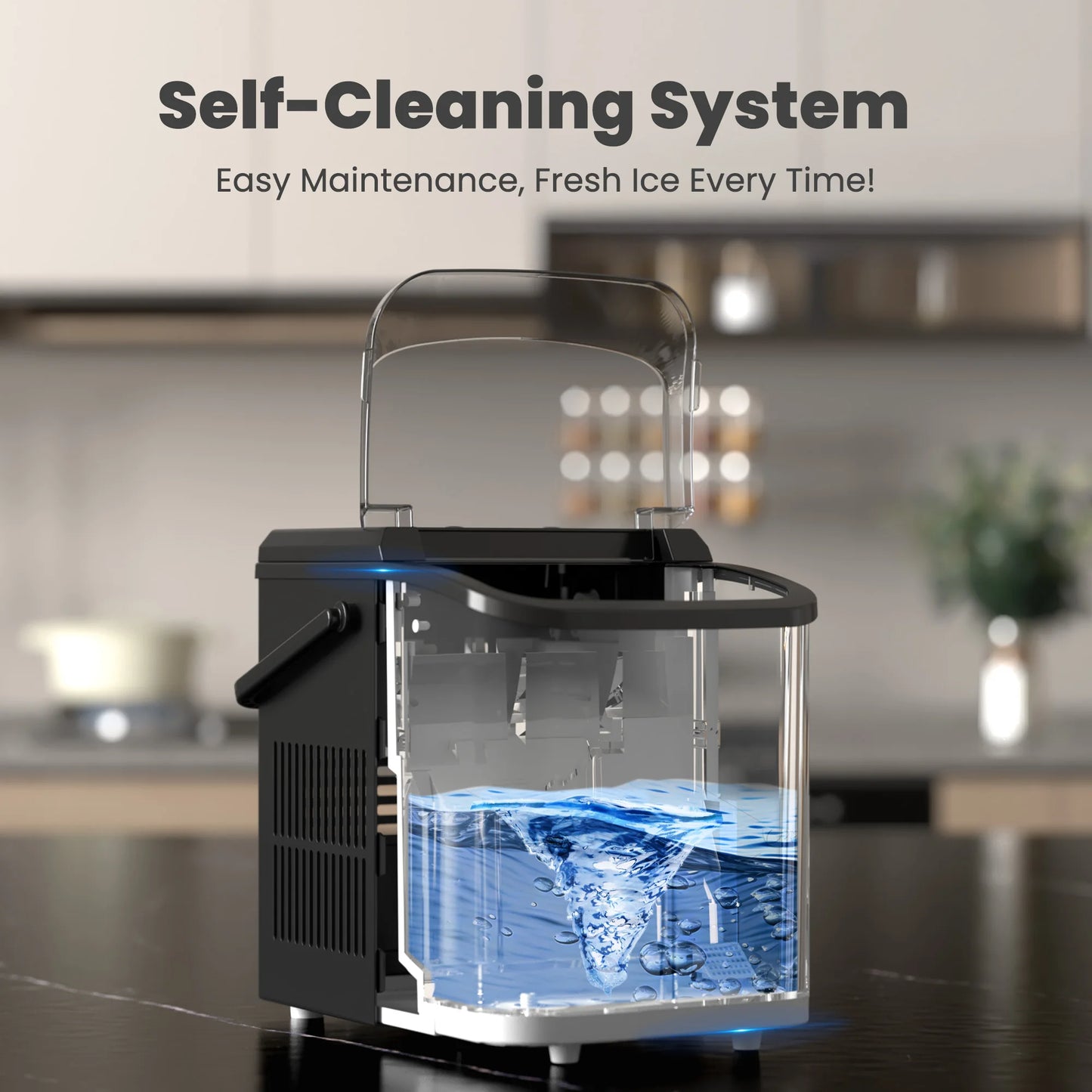 Portable Countertop Ice Maker With Self Cleaning 9 Bullet Ice Cubes