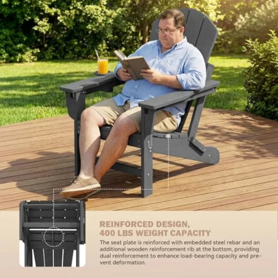 Outdoor Adirondack Chairs Set of 4 HDPE All-Weather, 3-Position Adjustable