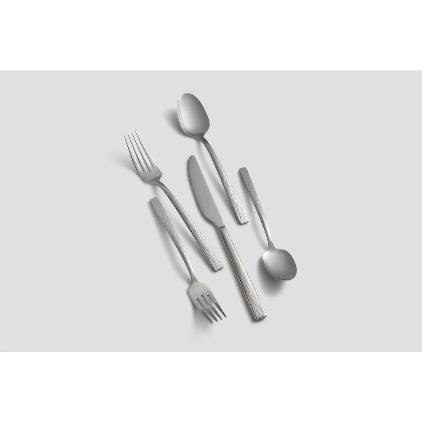 Hammered Stainless Steel Flatware Set Service For Four Dishwasher Safe