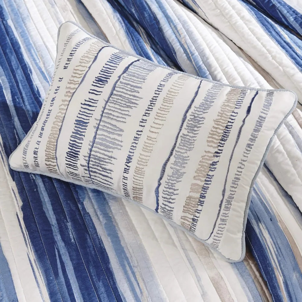 Coastal Cotton Quilt Set With Ruffle Trim Lightweight Coverlet