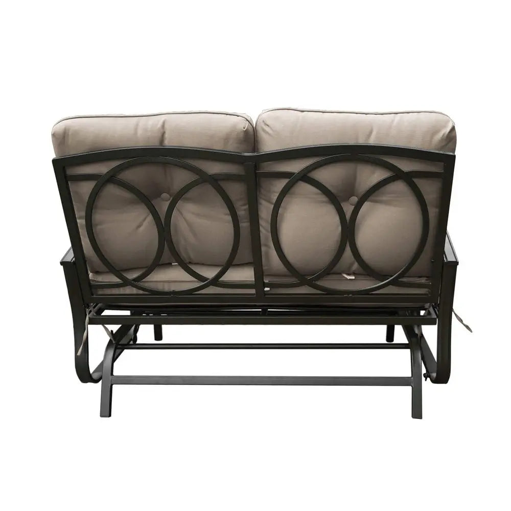 XMSJ Cozy Patio Glider Bench Outdoor Loveseat With Cushioned Seats