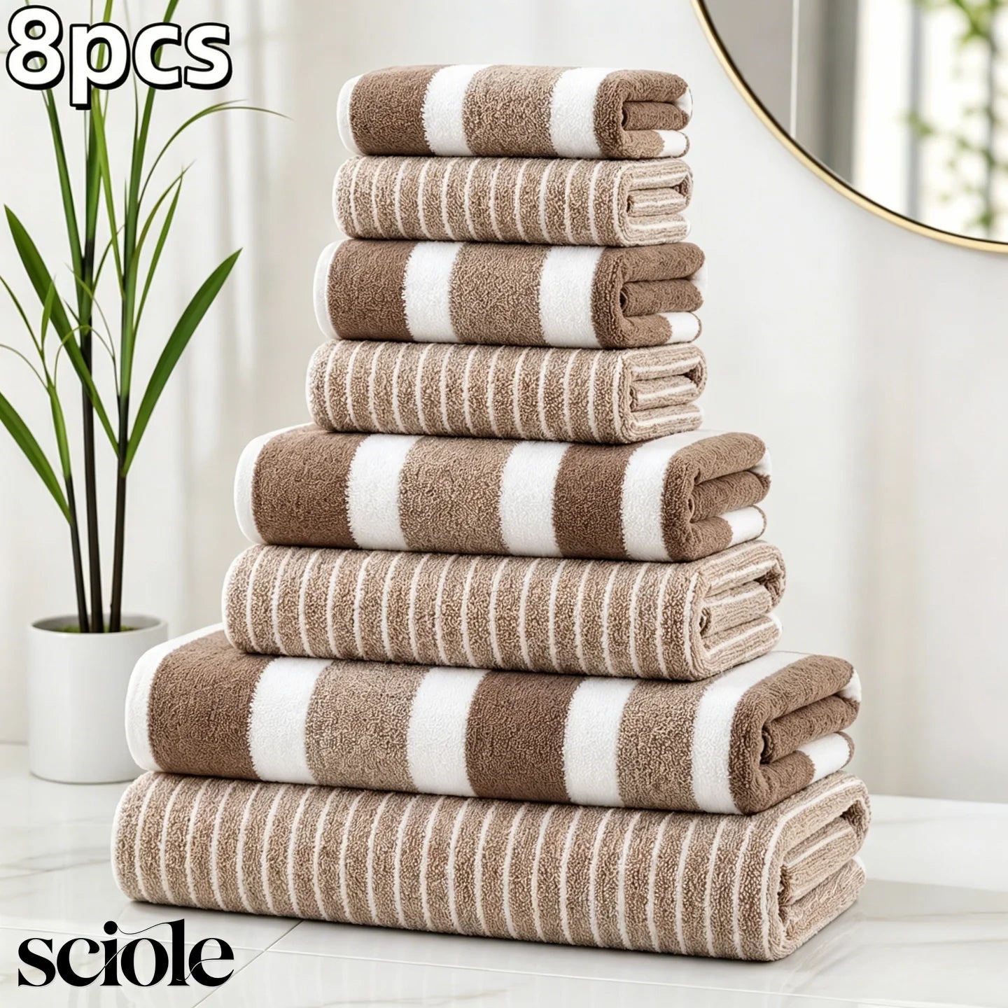 Premium Ultra Absorbent Eight Piece Polyester Bath Towel Set