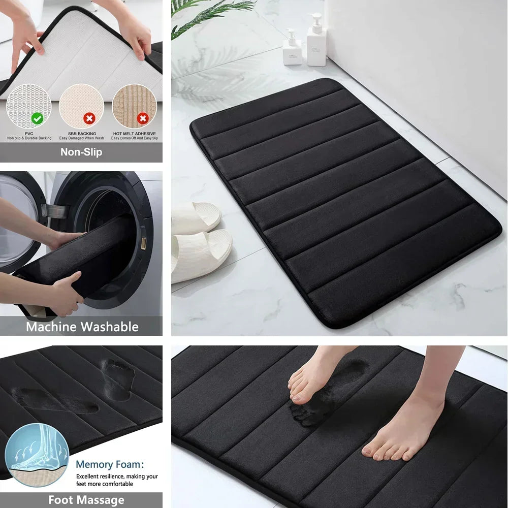Memory Foam Bath Mat Non Slip Ultra Absorbent Machine Washable