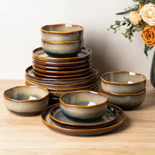 YAO HUI HUANG Ceramic Dinnerware Set for Six People Durable
