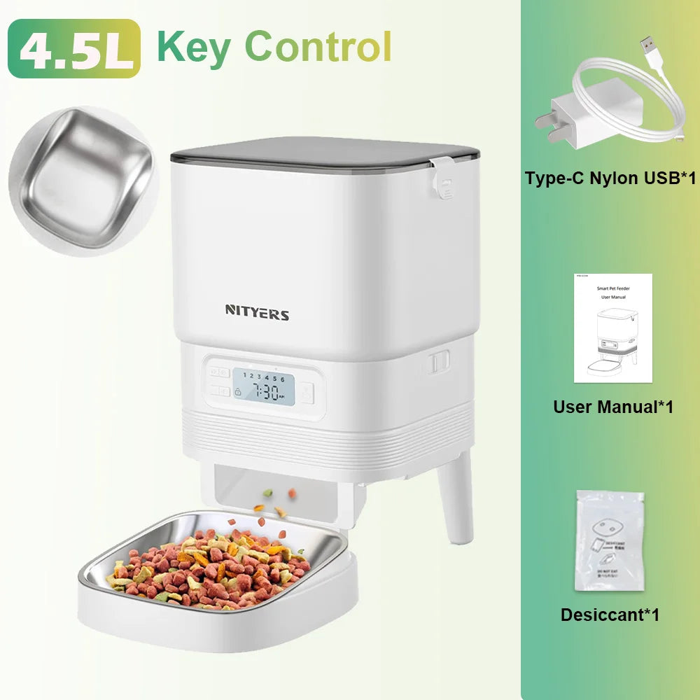 Nityers Automatic Pet Feeder With Stainless Steel Bowl And Voice Recorder