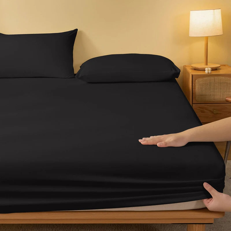 Matte Solid Polyester Fitted Sheet For Bedroom Decor