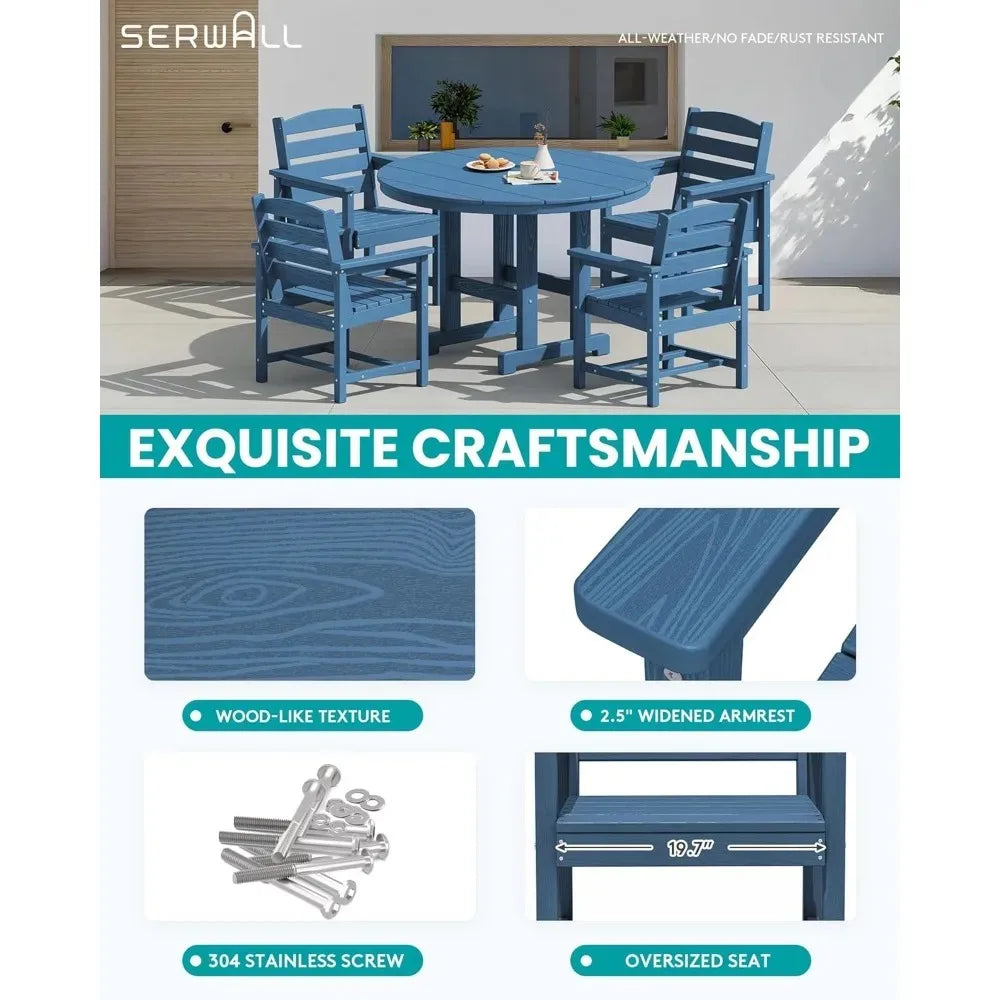 HDPE 5 Piece Patio Dining Set for Outdoor Living Comfort
