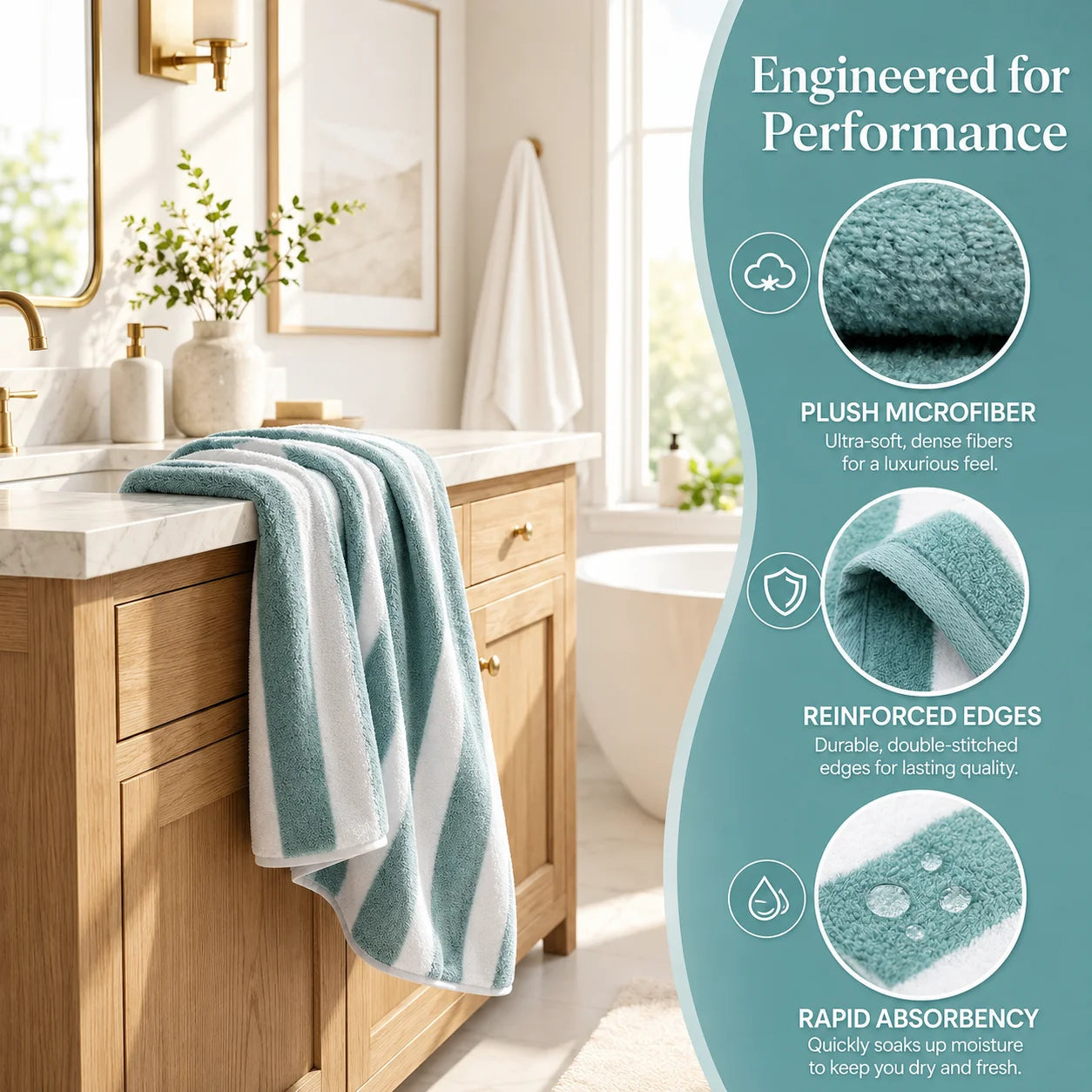 Premium Ultra Absorbent Eight Piece Polyester Bath Towel Set