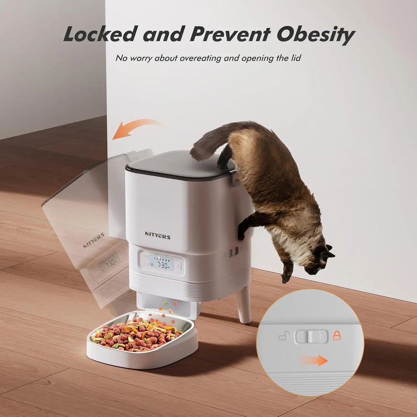 Nityers Automatic Pet Feeder With Stainless Steel Bowl And Voice Recorder