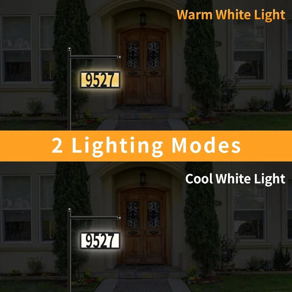 Solar Address Sign With 50 Customizable Numbers LED Lighting Weatherproof Metal