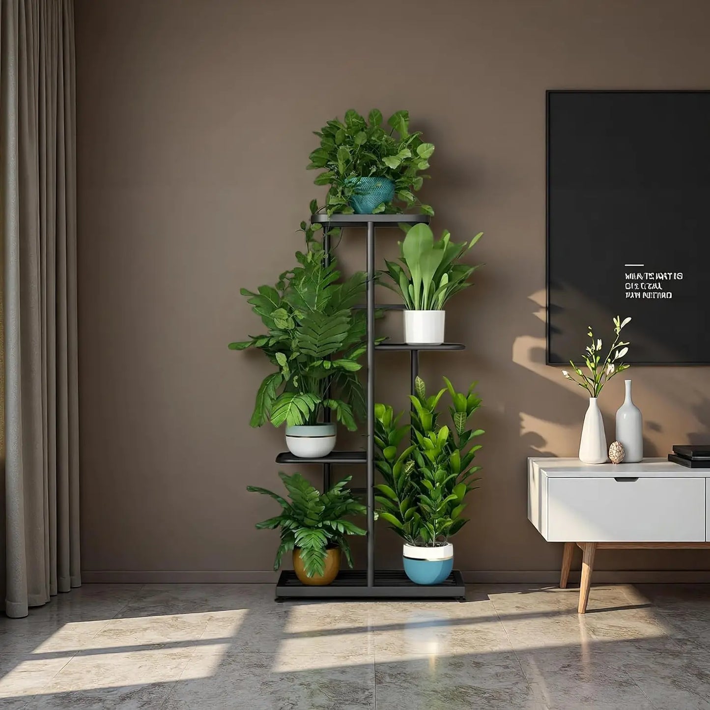 4-Tier Metal Plant Stand Indoor Outdoor Corner Shelf