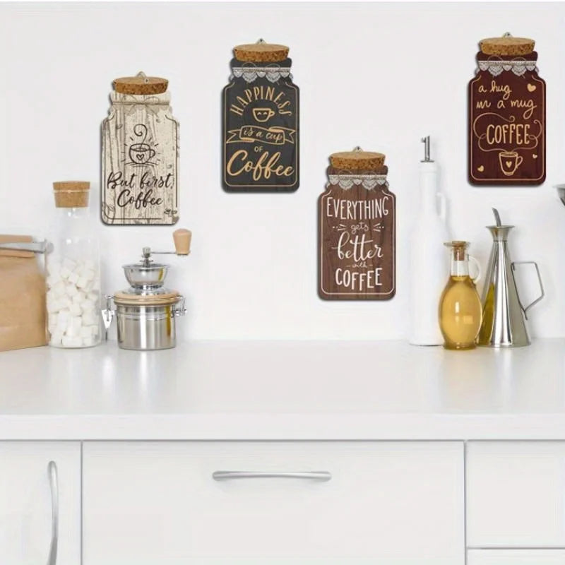 Coffee Wall Decor Wooden Plaques For Kitchen And Cafe