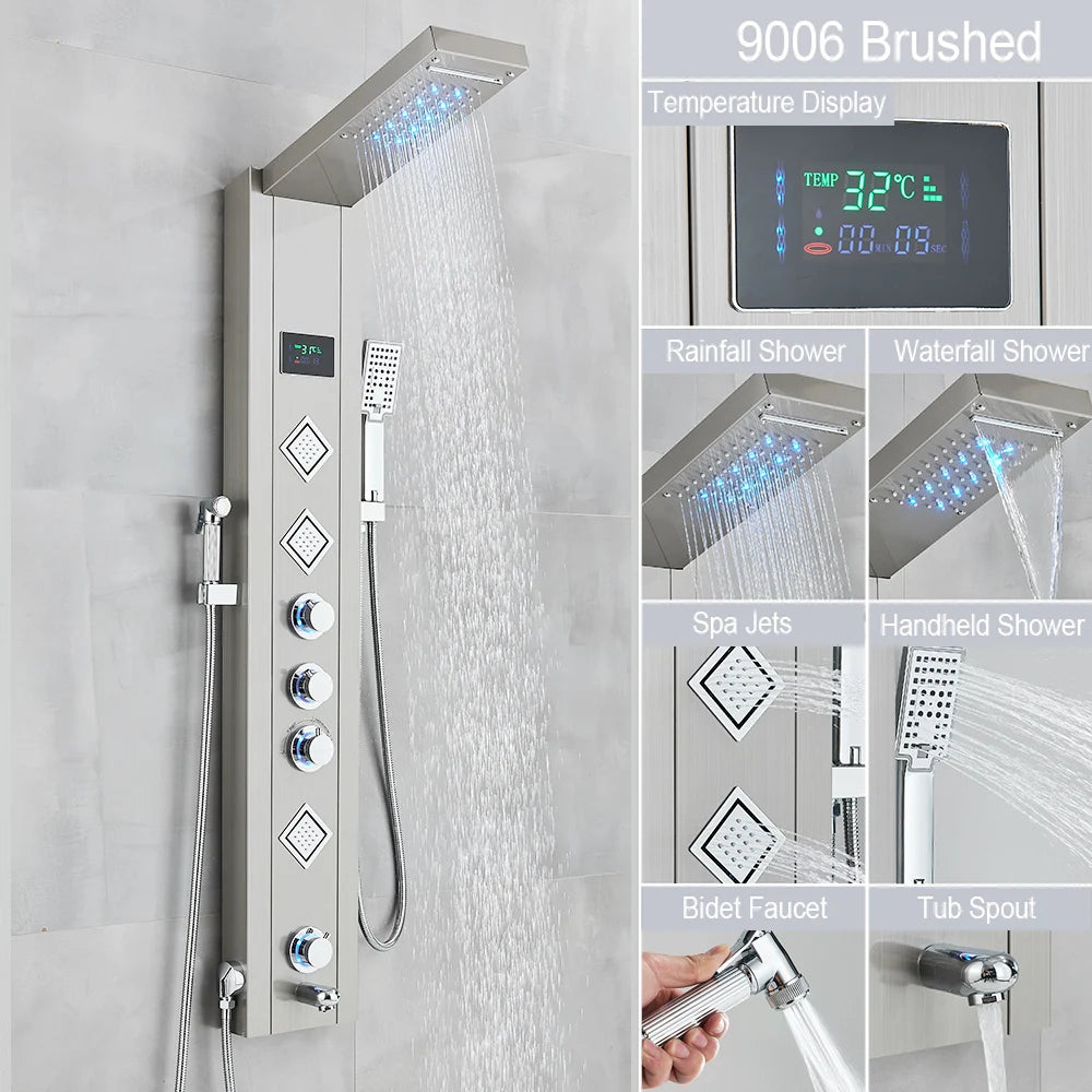 MYQualife LED Shower Panel System With Spa Massage Jets