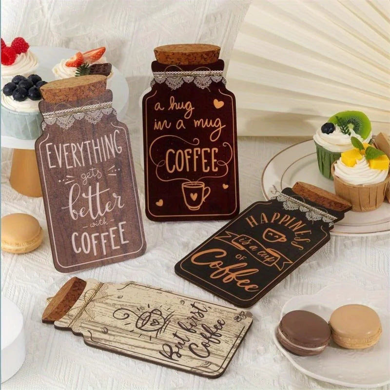 Coffee Wall Decor Wooden Plaques For Kitchen And Cafe