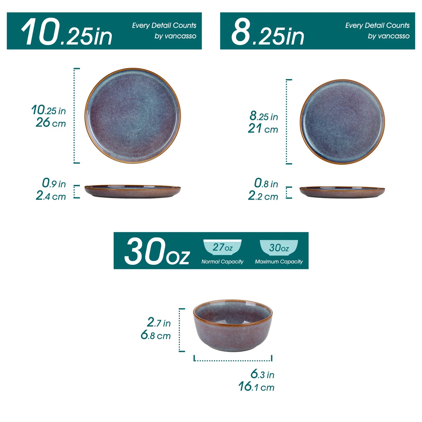 MALACASA Stoneware Dinnerware Set With Reactive Glaze