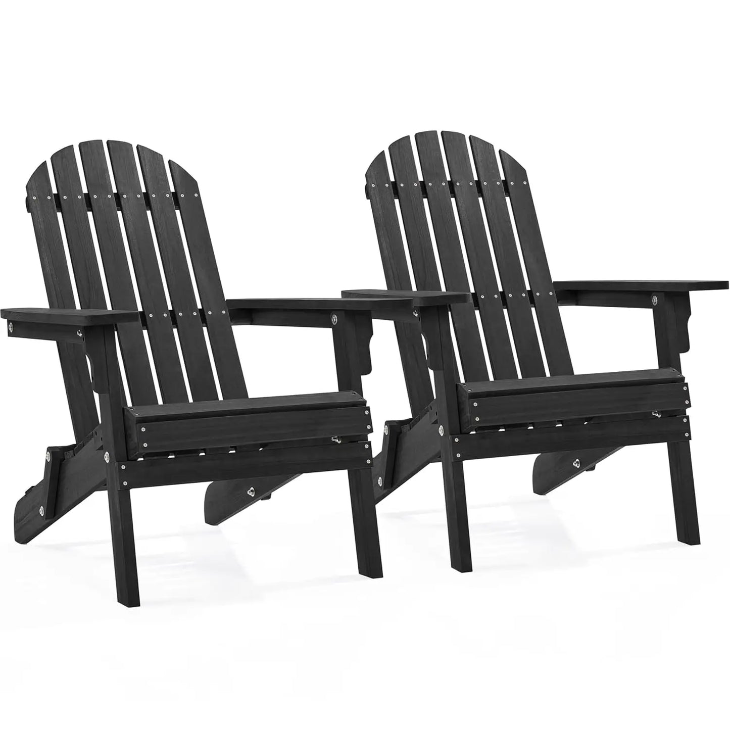 Folding Adirondack Chair Set Outdoor Weather Resistant Wood