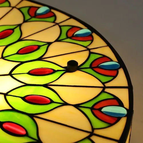 Retro Tiffany Style Stained Glass Flush Mount Lamp