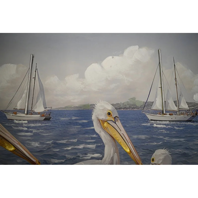 Beach Seagull Seascape Canvas Art Print For Coastal Living Rooms
