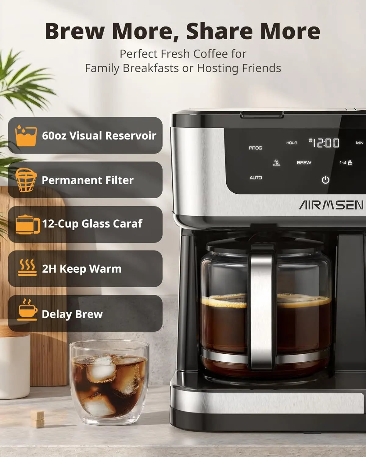 Programmable Dual Coffee Maker With Single Serve K Cup 1000W