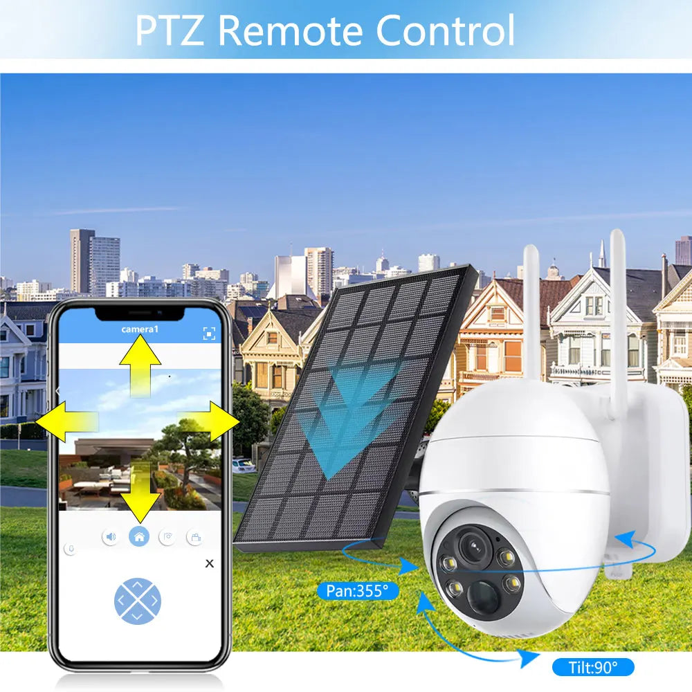 MvpSecam 4G Solar Outdoor PTZ CCTV Camera With 5MP